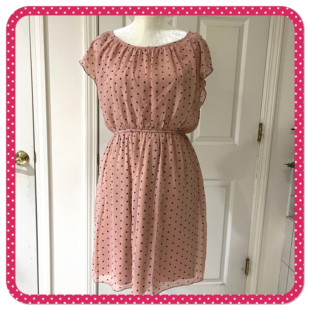 💝 ENFOCUS STUDIO 💝 dusky pink with brown dots summer dress size 12